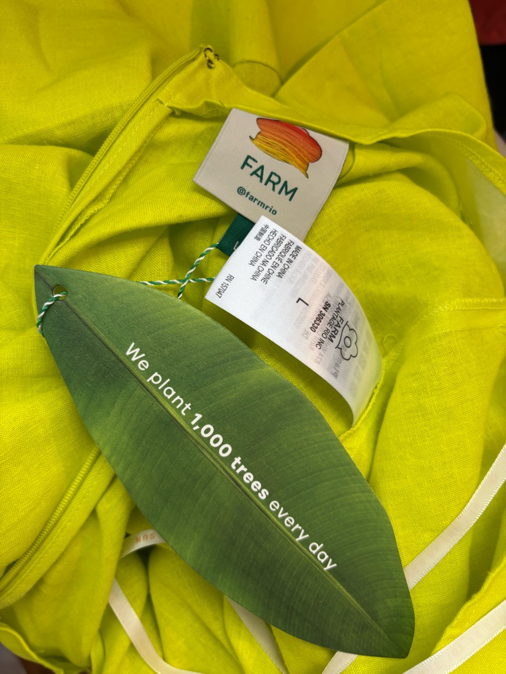 Farm Rio Lime Green Monstera Midi Dress Size Large NWT - Picture 13 of 14
